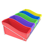 Storex Large Book Bins - Metal Shelf Rack Included - Assorted Colours - Set of 5-Includes a white wire rack and 5 Large Book Bins