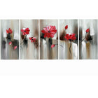 Design Art Modern Flower Large, 5 Piece Gallery-wrapped Canvas, (PT1104-5P-RED)-Print