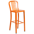 Flash Furniture 30" High Orange Metal Indoor-Outdoor Barstool with Vertical Slat Back-500 lb. Weight Capacity