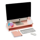 Poppin Monitor Riser - Blush-Lacquer-like white finish completes overall aesthetic appeal
