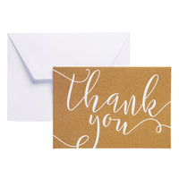 Mara-Mi Thank You Notes - 3.5" x 5" - White Kraft - 50 Pack-Thank you notecards