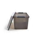 TRU RED 64.7 L Water and Dust Resistant Storage Tote with Locking Lid-Smoke tint colour offers privacy while the durable plastic offers reliability