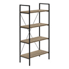 Monarch Specialties 7800 48"H Bookcase - Dark Taupe/Black Metal-This bookcase, finished in a dark taupe wood-look laminate has a space-saving design and 4 shelves for maximum versatility.