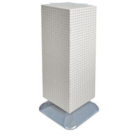 Azar Displays 40" x 14" x 14" Weighted 4-Sided Interlocking Pegboard Floor Display, White (701435-WHT)-Revolves on a square weighted base