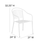 Flash Furniture White Indoor-Outdoor Steel Patio Arm Chair with Round Back-Plastic Floor Glides