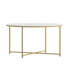 Flash Furniture Hampstead Collection Coffee Table with Matte Gold Frame - White-.5'' Thick Top