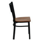 Flash Furniture HERCULES Series Black Grid Back Metal Restaurant Chair - Cherry Wood Seat-Grid Back Design