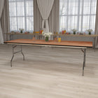 Flash Furniture 36" x 96" Rectangular Wood Folding Banquet Table with Clear Coated Finished Top-Okoume Hardwood Surface with Black T-Mold Edge Band