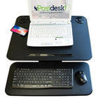 Posidesk 25" Sit-Stand Pedestal Desk with Bluetooth Speakers & Wireless Charger, Black-MDF