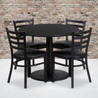 Flash Furniture 36" Round Black Laminate Table Set with Round Base & 4 Ladder Back Metal Chairs - Black Vinyl Seat-Set Includes 4 Chairs, Round Table Top and Round Base