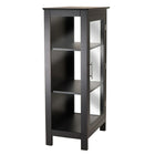 Winsome Poppy Display Cabinet-3 Shelves and area is 19.69"W x 14.06"D.  Lower Shelf height clearance is 12.83".