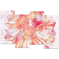 Designart GrapeFruit Colour Flower 4-Panel Canvas Art Print, (PT3420-3-271)-Print