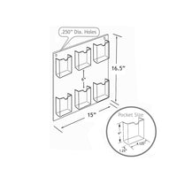 Azar Displays 16.5" x 14.5" 6-Pocket Wall Mount Acrylic Brochure Holder, Clear, 2 Pack (252066)-For use with brochure