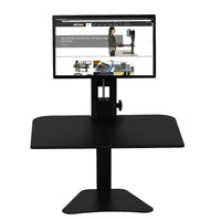 Victor High Rise Manual Single Monitor Standing Desk (DC300)-Sit-stand desk converter accommodates VESA MIS-D compliant monitors for flexible use