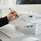 Quartet Desktop Glass Monitor Riser - White-Riser surface measures 10 1/4" x 14"