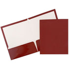 JAM Paper Glossy Two Pocket Presentation Folders, Maroon Burgundy, 100 Pack (V0312403B)-Maroon