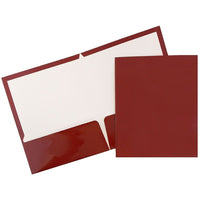 JAM Paper Glossy Two Pocket Presentation Folders, Maroon Burgundy, 100 Pack (V0312403B)-Maroon
