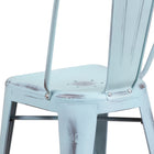 Flash Furniture 24" High Distressed Green-Blue Metal Indoor-Outdoor Counter Height Stool with Back-Seat Size: 14''W x 14''D