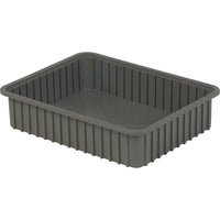 Lewis Bins+ Stack-N-Nest Plexton Containers, 22.4" x 17.4" x 5.0", Grey, 4 Pack-Large, flat areas on all four sides for content identification