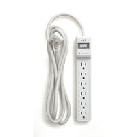 NXT Technologies 6-Outlet Surge Protector, 8' Cord, 900 Joules, White-6 Standard Outlets