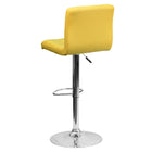 Flash Furniture Contemporary Yellow Quilted Vinyl Adjustable Height Barstool with Chrome Base-Quilted Design Covering