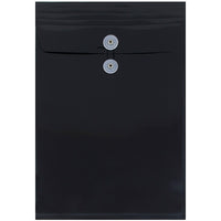 JAM Paper Plastic Envelopes with Button and String Tie Closure, Legal Open End, 9.75 x 14.5, Black Poly, 12 Pack (119B1BL)-Black