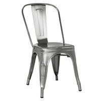 Nicer Furniture Stackable Industrial Tolix A Style Side Chair - Metal - Gunmetal - 2 Pack-Curved Back with Vertical Slat