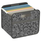 Merangue Collapsible File Storage Bin - Single Compartment - Black Paisley-Storage bin to store file folders, documents, and other essentials

