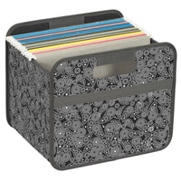 Merangue Collapsible File Storage Bin - Single Compartment - Black Paisley-Storage bin to store file folders, documents, and other essentials
