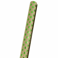 JAM Paper Gift Wrap - Kraft Wrapping Paper - 50 Sq Ft Total - Green Foil Polka Dots on Brown Kraft Paper - 2 Rolls/Pack-Green Dots Kraft, Colourful Wrapping Paper will make anyone excited to find out what’s inside