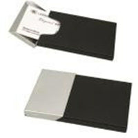 Elegance Business Card Case, Matte Black and Chrome-Material: Metal
