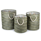 Truu Design Round Storage Baskets, Set of 6, 15.5 x 18 inches, Green-Made of paper straw and polyester