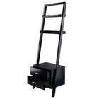 Winsome Bellamy Leaning Shelf with Storage, Black (29522)-Contemporary slanted silhouette in a sleek Black finish