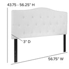 Flash Furniture Cambridge Tufted Upholstered Full Size Headboard - White Fabric-Black Metal Stands with Adjustable Bed Rail Slots