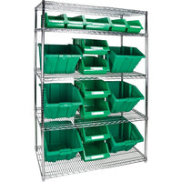 Kleton Heavy-Duty Wire Shelving Units With Storage Bins, 5 Tiers, 48" W x 74"H x 24"D-Depth: 24"