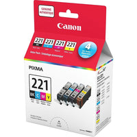 Canon CLI-221 Black and Colour Ink Tanks, Value Pack-Quality Canon inkjet printer inks produce crisp blacks and vibrant colours