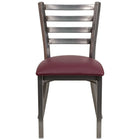 Flash Furniture HERCULES Series Clear Coated Ladder Back Metal Restaurant Chair - Burgundy Vinyl Seat-Burgundy Vinyl Upholstered Seat