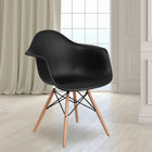 Flash Furniture Alonza Series Black Plastic Chair with Wooden Legs-Protective Plastic Floor Glides
