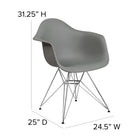 Flash Furniture Alonza Series Plastic Chair with Chrome Base - Moss Grey-Designed for Commercial Use