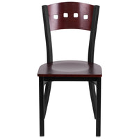 Flash Furniture HERCULES Series Black 4 Square Back Metal Restaurant Chair - Mahogany Wood Back & Seat-Metal Chair