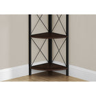 Monarch Specialties 3645 60"H Bookcase - Espresso/Black Metal Corner Etagere-Weight capacity per shelf: 35 lbs