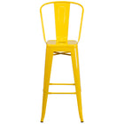 Flash Furniture Commercial Grade 30" High Metal Indoor-Outdoor Barstool with Back - Yellow-Yellow Powder Coated Frame Finish
