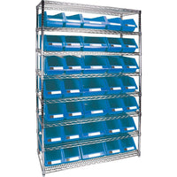 Kleton Heavy-Duty Wire Shelving Units With Storage Bins, 8 Tiers, 48"W x 74" H x 18" D-Depth: 18"