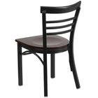 Flash Furniture HERCULES Series Black Three-Slat Ladder Back Metal Restaurant Chair - Walnut Wood Seat-Walnut Finished Wood Seat
