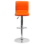 Flash Furniture Contemporary Orange Vinyl Adjustable Height Barstool with Horizontal Stitch Back & Chrome Base-Contemporary Style Stool