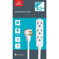 Globe Extension Cord, 4.5m, 3-Tap, 3-Wire-Ensure a power source where you need it
