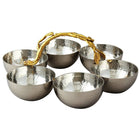 Elegance Golden Vine Hammered Stainless Steel Bowl Server, 6 Pack-Hammered stainless steel