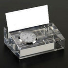 Elegance Clock with Card Holder-Elegant optical crystal colck with business card holder add the touch of class to your desk.