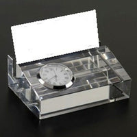 Elegance Clock with Card Holder-Elegant optical crystal colck with business card holder add the touch of class to your desk.