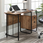 Sauder 47"W Station House Desk - Etched Oak- Lower drawer with full extension slides holds letter-size hanging files